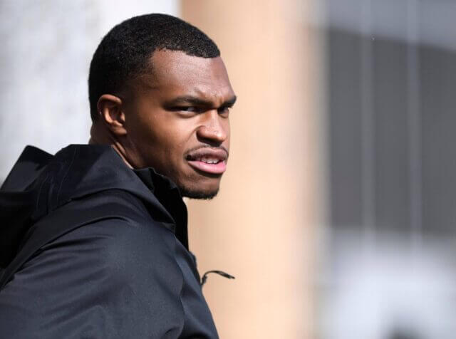 Texas Tech's linebacker Tyree Wilson stands on the sidelines during Pro Day, Wednesday, March 29, 2023, at Sports Performance Center. Tyree Wilson, NFL Draft, Raiders