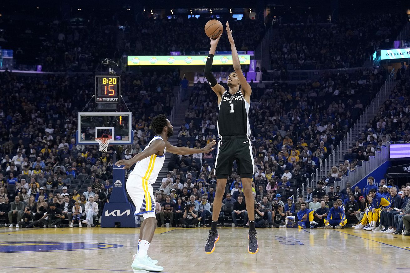 Victor Wembanyama Andrew Wiggins San Antonio Spurs v Golden State Warriors