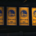 NBA champion banners of Golden State Warriors dynasty