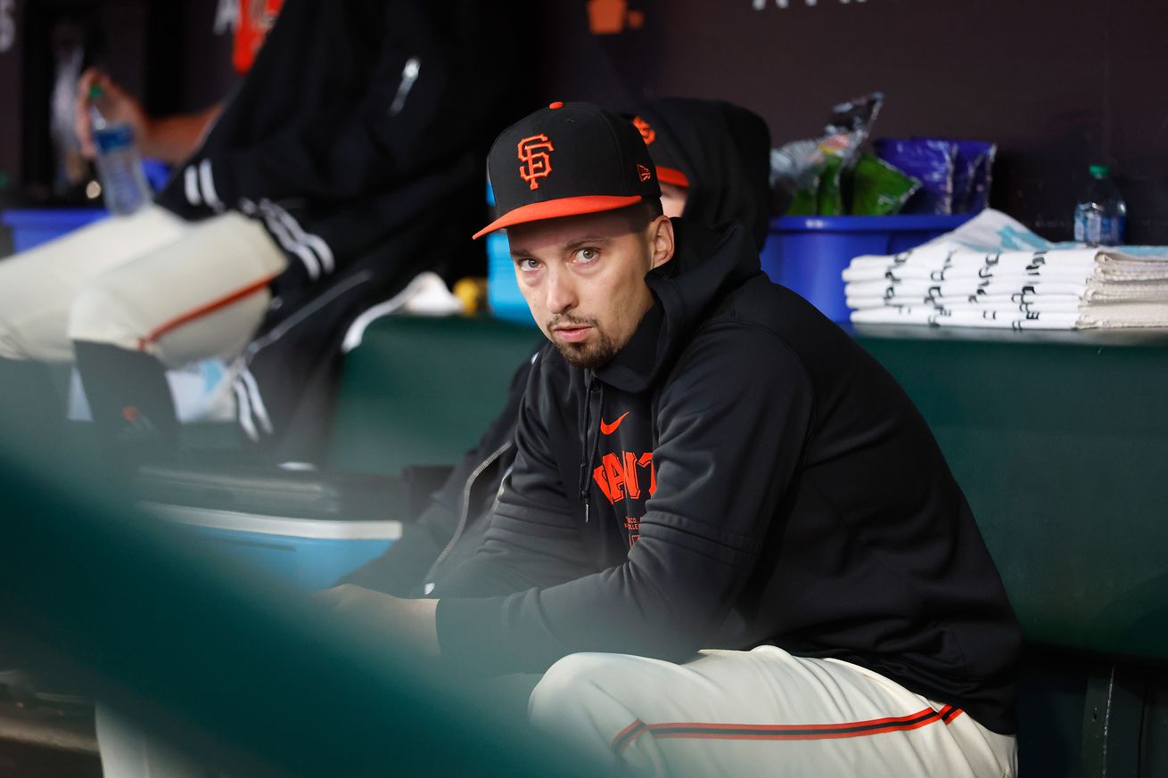 Blake Snell sitting in the dugout.