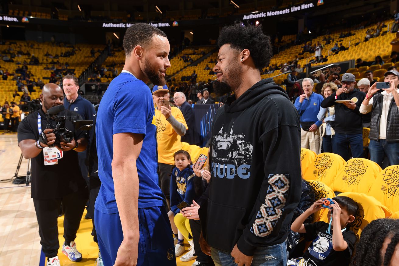 Quinn Cook Steph Curry 2023 NBA Playoffs - Los Angeles Lakers v Golden State Warriors