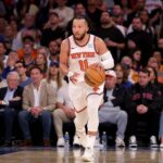 May 19, 2024; New York, New York, USA; New York Knicks guard Jalen Brunson (11) brings the ball up court against the Indiana Pacers during the third quarter of game seven of the second round of the 2024 NBA playoffs at Madison Square Garden. Mandatory Credit: Brad Penner-USA TODAY Sports