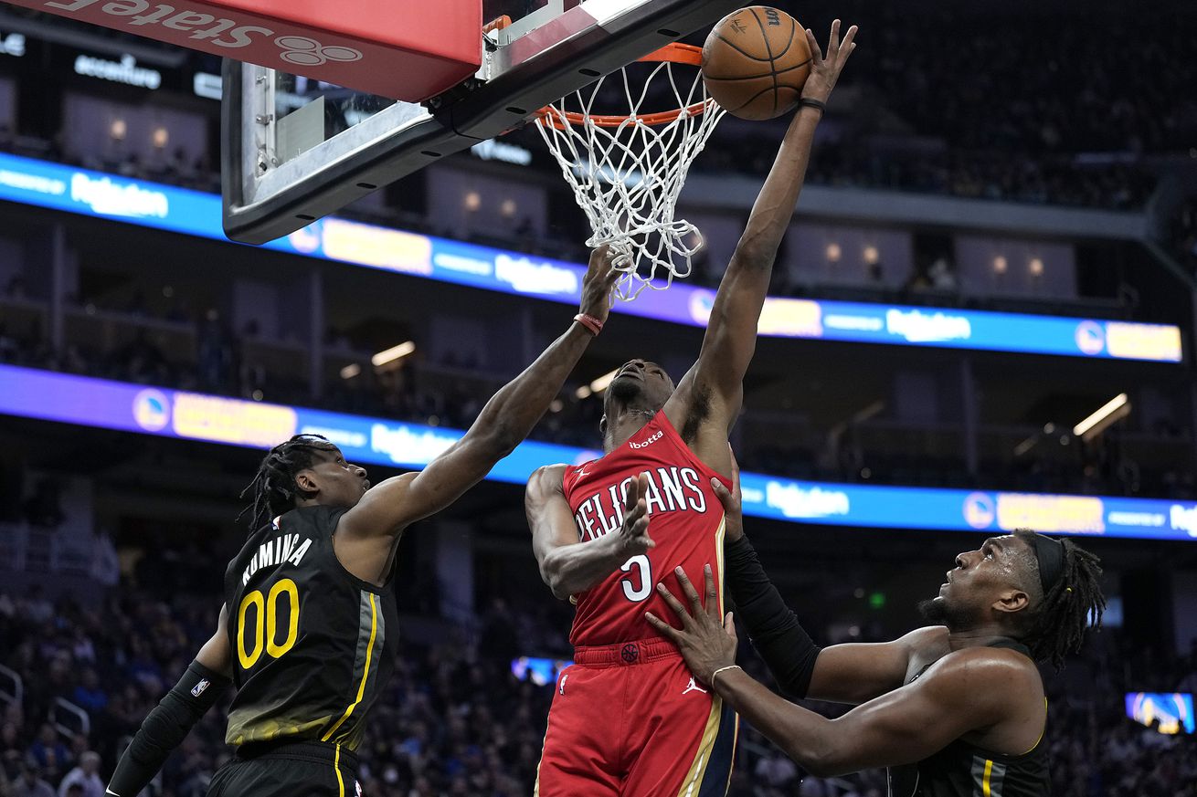 Jonathan Kuminga, Herb Jones New Orleans Pelicans v Golden State Warriors