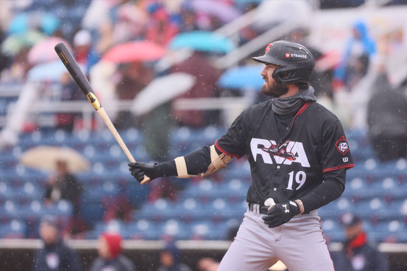 Side view of Bryce Eldridge in the batter’s box wearing a Richmond jersey.
