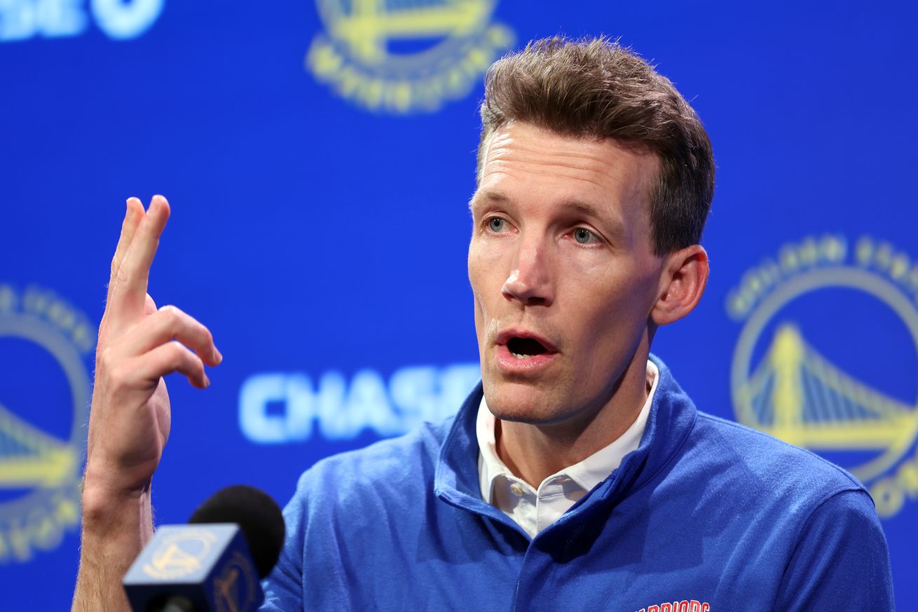 Golden State Warriors’ General Manager Mike Dunleavy Addresses The Media At Chase Center In San Francisco