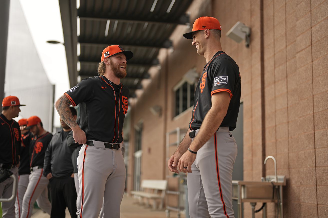 Carson Whisenhunt talking to Carson Ragsdale at Spring Training.