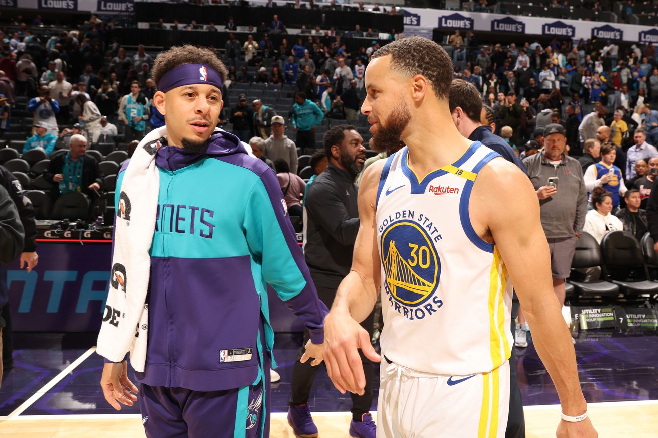 Seth Curry, Steph Curry Golden State Warriors v Charlotte Hornets